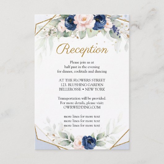 トレンディーネイビーと赤面フローラFsuc金ゴールド披露宴 エンクロージャーカード (正面)