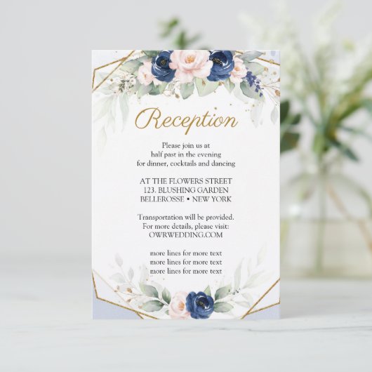 トレンディーネイビーと赤面フローラFsuc金ゴールド披露宴 エンクロージャーカード (スタンド正面)