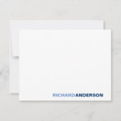 トレンディーネイビーはっきりしたモダンフォント名 ノートカード (正面)