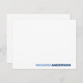 トレンディーネイビーはっきりしたモダンフォント名 ノートカード (正面/裏面)