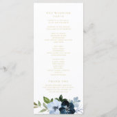 トレンディーネイビーブルーと金ゴールドフローラ結婚式 プログラム (裏面)