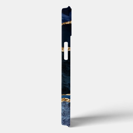 トレンディーネイビーブルーアゲート金ゴールドグリッターモノグラム Case-Mate iPhoneケース (裏面 / 右)