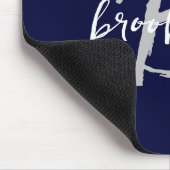 トレンディーネイビーブルーグレーホワイトスクリプトモノグラム マウスパッド (コーナー)