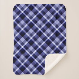 トレンディーネイビーブループレイドプリントスモールシャーパブランケット シェルパブランケット
