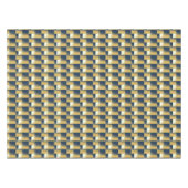 トレンディーネイビーブルーマスタードイエローパタースタイリッシュン テーブルクロス (正面(横))