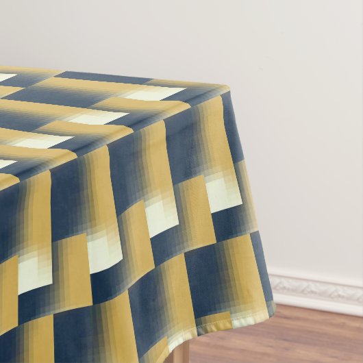 トレンディーネイビーブルーマスタードイエローパタースタイリッシュン テーブルクロス (インサイチュ)