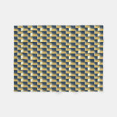 トレンディーネイビーブルーマスタードイエローパタースタイリッシュン フリースブランケット (正面(横))