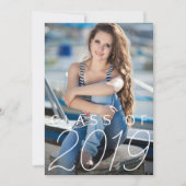 トレンディーネイビーブルー卒業パーティー縦写真 招待状 (正面)