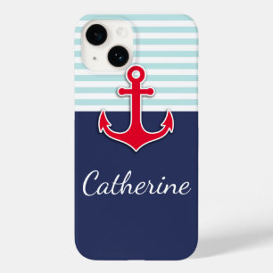 トレンディーネイビーブルー航海のレッドいかりデザインケース – M Case-Mate iPhone 14ケース
