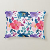 トレンディーネイビーブルー赤面ピンクパープルパターン アクセントクッション (裏面)