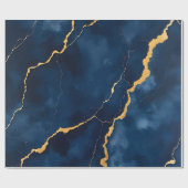 トレンディーネイビーブルー金ゴールドマーブルコレクション ラッピングペーパー (フラット)