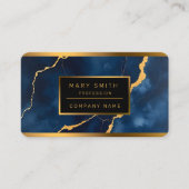 トレンディーネイビーブルー金ゴールドマーブルコレクション 名刺 (正面)