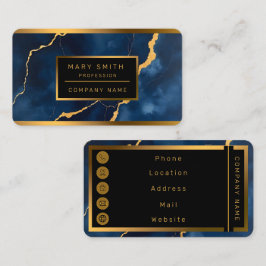 トレンディーネイビーブルー金ゴールドマーブルコレクション 名刺