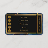 トレンディーネイビーブルー金ゴールドマーブルコレクション 名刺 (裏面)