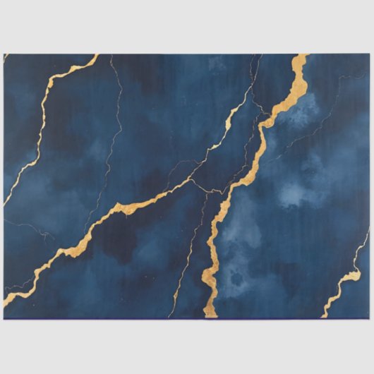 トレンディーネイビーブルー金ゴールドマーブルコレクション 薄葉紙 (正面)