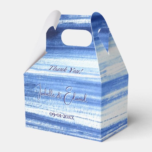 トレンディーネイビー水色ブラシストロークパターン フェイバーボックス (正面サイド)