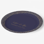 トレンディーネイビー金ゴールドデザインウェディングレセプションパーティー ペーパープレート (アングル)