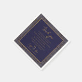 トレンディーネイビー金ゴールド結婚デザインの感謝メッセージ スタンダードカクテルナプキン (角)