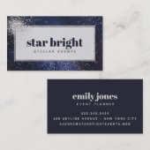 トレンディーネイビー&シルバーナイトスカイプロフェッショナル 名刺 (正面/裏面)