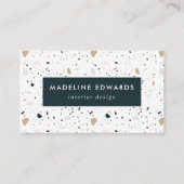トレンディーネイビー&金ゴールドテラゾ 名刺 (正面)