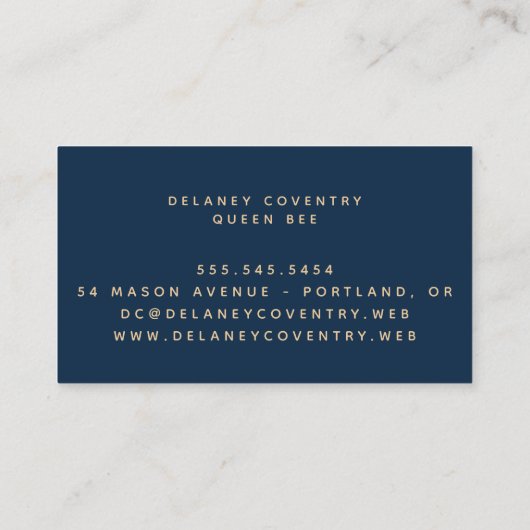 トレンディーネイビー&金ゴールドビープロフェッショナル 名刺 (裏面)