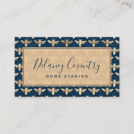 トレンディーネイビー&金ゴールドビープロフェッショナル 名刺