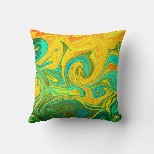トレンディーネオンイエローオレンジ緑抽象芸術旋回 クッション (裏面)