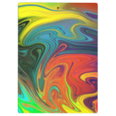 トレンディーネオンオレンジ赤ブルー緑抽象芸術 クリップボード (裏面)