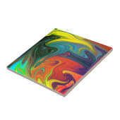 トレンディーネオンオレンジ赤ブルー緑抽象芸術 タイル (側面)