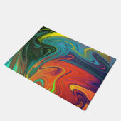 トレンディーネオンオレンジ赤ブルー緑抽象芸術 ドアマット (アングル)