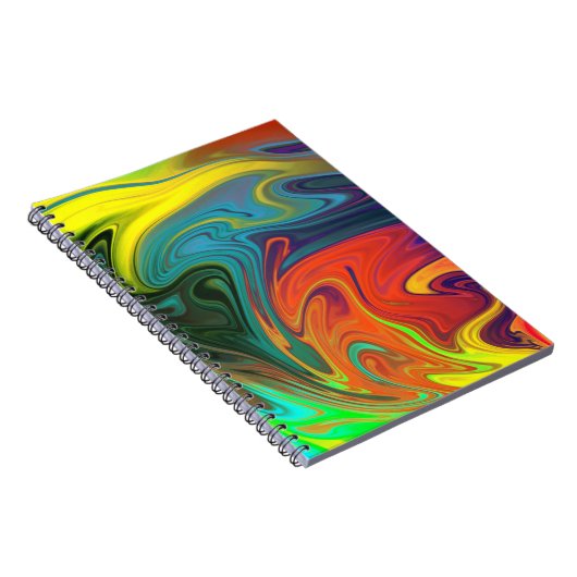 トレンディーネオンオレンジ赤ブルー緑抽象芸術 ノートブック (右側)