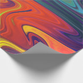 トレンディーネオンオレンジ赤ブルー緑抽象芸術 ラッピングペーパー (角)