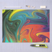 トレンディーネオンオレンジ赤ブルー緑抽象芸術 薄葉紙 (クラフト)