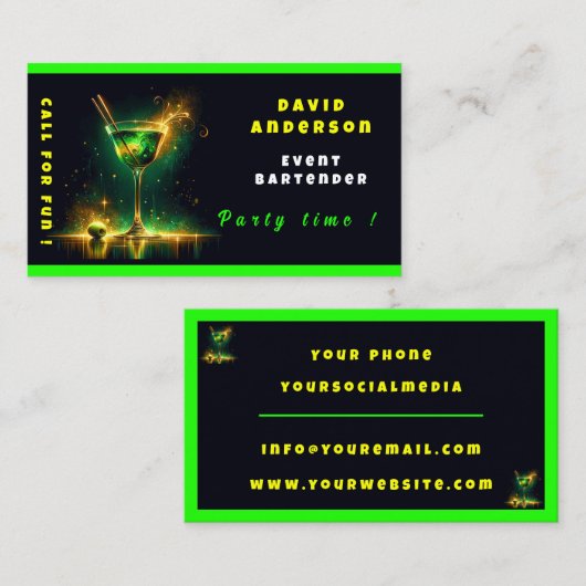 トレンディーネオンパーティー時間パーソナライズされたプロフェッショナル 名刺 (正面/裏面)