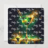 トレンディーネオンパーティー時間パーソナライズされた 招待状 (正面)