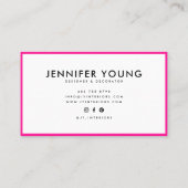 トレンディーネオンピンクのミニマルモダンプロフェッショナル 名刺 (裏面)
