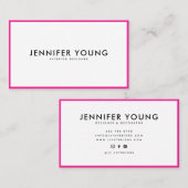 トレンディーネオンピンクのミニマルモダンプロフェッショナル 名刺 (正面/裏面)