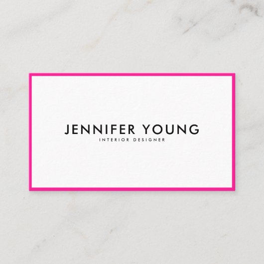 トレンディーネオンピンクのミニマルモダンプロフェッショナル 名刺 (正面)