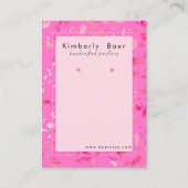 トレンディーネオンピンクテラゾイヤリングディスプレイ 名刺 (正面)