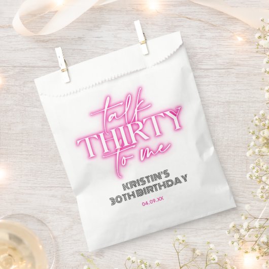 トレンディーネオンピンクトーク30歳の誕生日 フェイバーバッグ (クリップ留めされた状態)