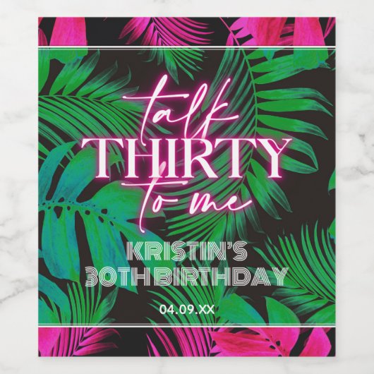 トレンディーネオンピンクトーク30歳の誕生日 ワインラベル (シングルラベル)