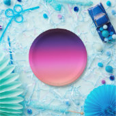 トレンディーネオンピンクパープルとライトオレンジのグラデーション ペーパープレート (パーティー)