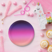 トレンディーネオンピンクパープルとライトオレンジのグラデーション ペーパープレート (パーティー)