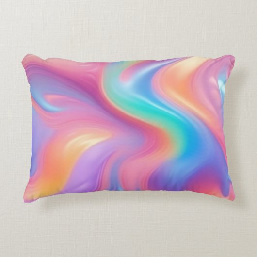 トレンディーネオンピンクブルーグリーン抽象芸術波 アクセントクッション (正面)
