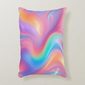 トレンディーネオンピンクブルーグリーン抽象芸術波 アクセントクッション (正面(垂直))