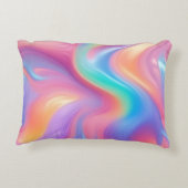 トレンディーネオンピンクブルーグリーン抽象芸術波 アクセントクッション (裏面)