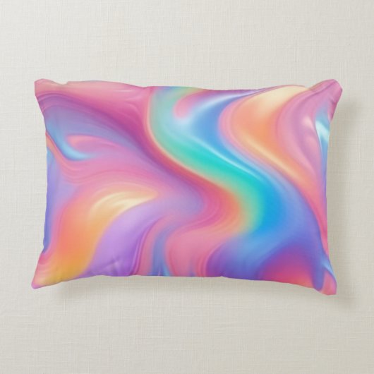 トレンディーネオンピンクブルーグリーン抽象芸術波 アクセントクッション (裏面)