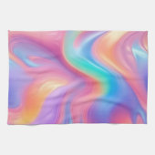 トレンディーネオンピンクブルーグリーン抽象芸術波 キッチンタオル (横)