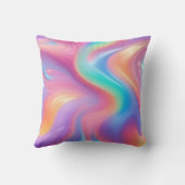 トレンディーネオンピンクブルーグリーン抽象芸術波 クッション (裏面)