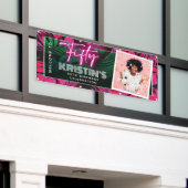 トレンディーネオンピンク熱帯50誕生日へようこそ 横断幕 (ビルの外側)